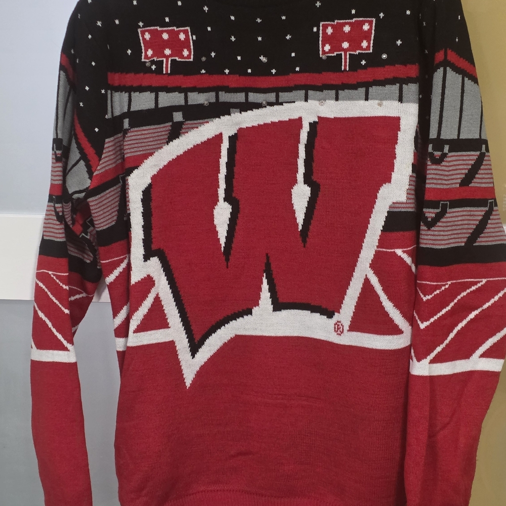 Red Wisconsin 'W' Graphic Men's Sweater